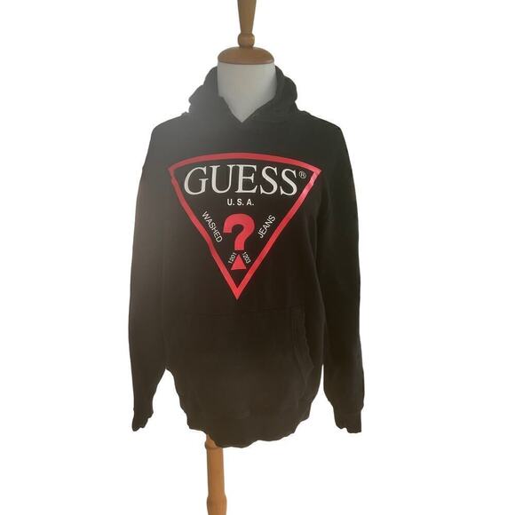 Guess Hoodie Black & Red Size Large - Picture 2 of 4